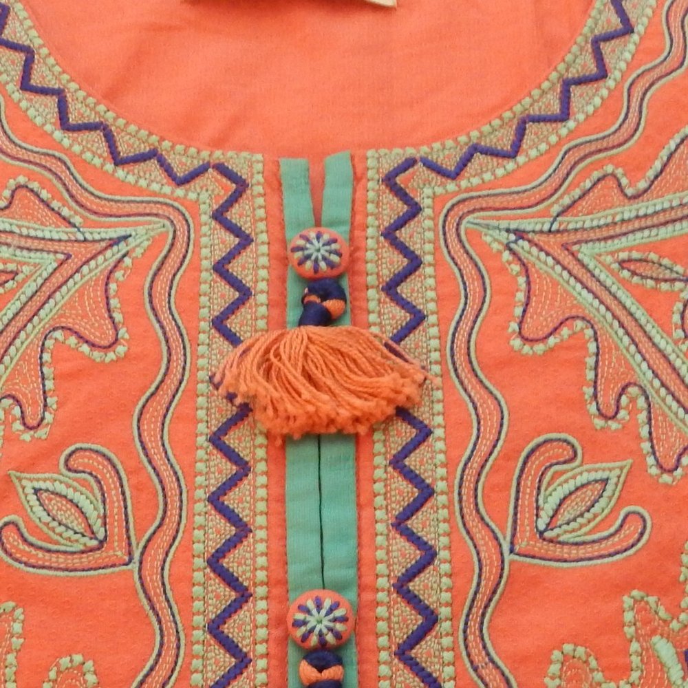 ZEEN Pakistani Indian Formal Embroidered 100% Cotton Kurti - Picture 4 of 6